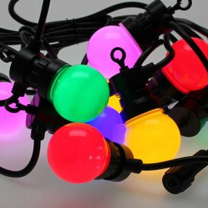 G50 10db Retro Gömb égős fényfüzér 5 méter, toldható, konnektoros, többszínű