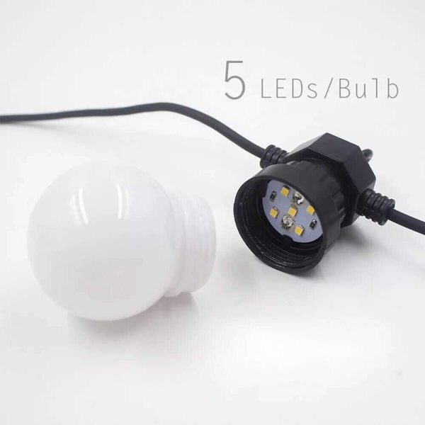 G50 10db Retro Gömb égős fényfüzér 5 méter, toldható, konnektoros, melegfehér